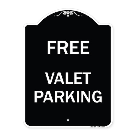 Signmission Free Valet Parking Heavy-Gauge Aluminum Architectural Sign, 24" x 18", BW-1824-23939 A-DES-BW-1824-23939